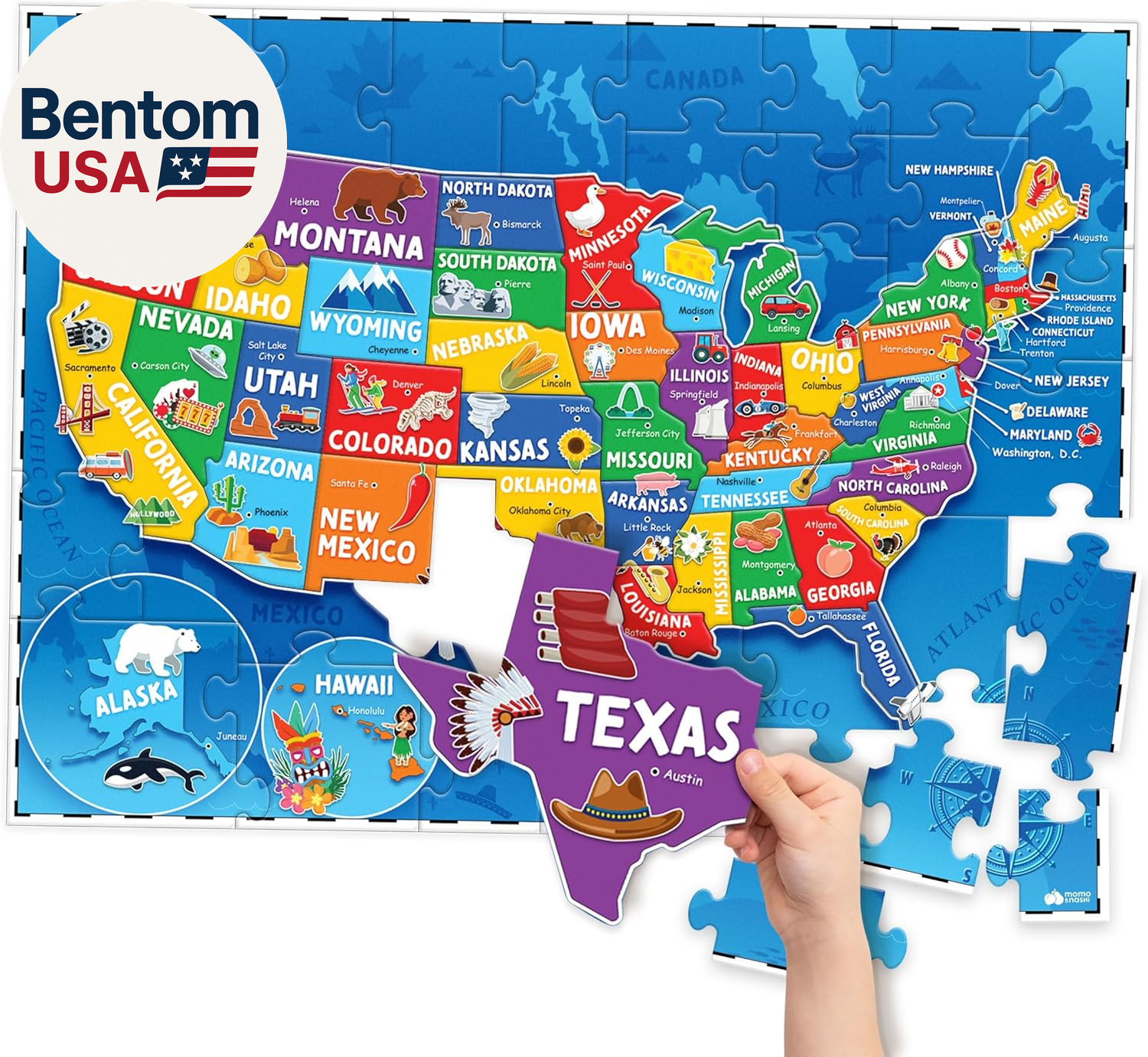 United States Puzzles for Kids Ages 4-6 – Educational Toys for Boys & Girls – 70