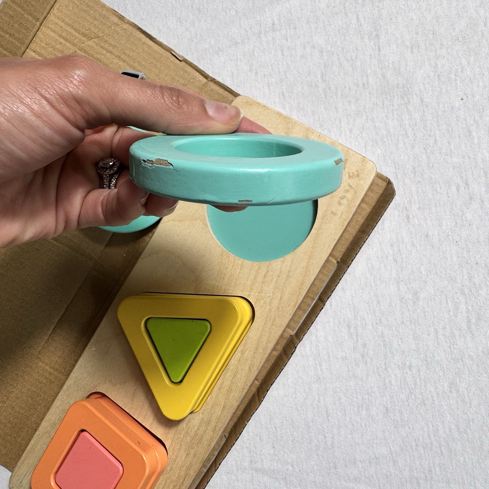Lovevery Wooden Montessori Shape Puzzle Stacker Toddler 18-24 Months Toy