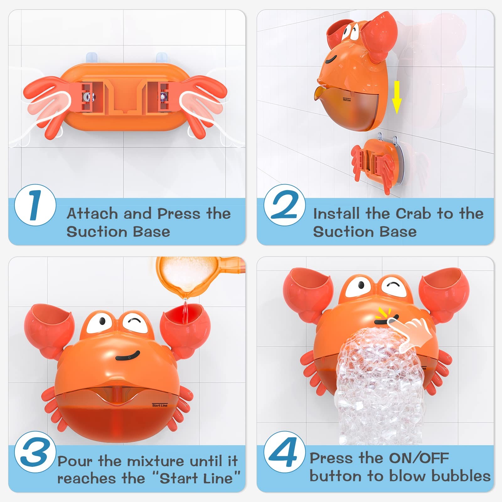 KINDIARY Bath Toy, Crab 8.4 inches (L) x 3.7 (W) x 6.3 (H)
