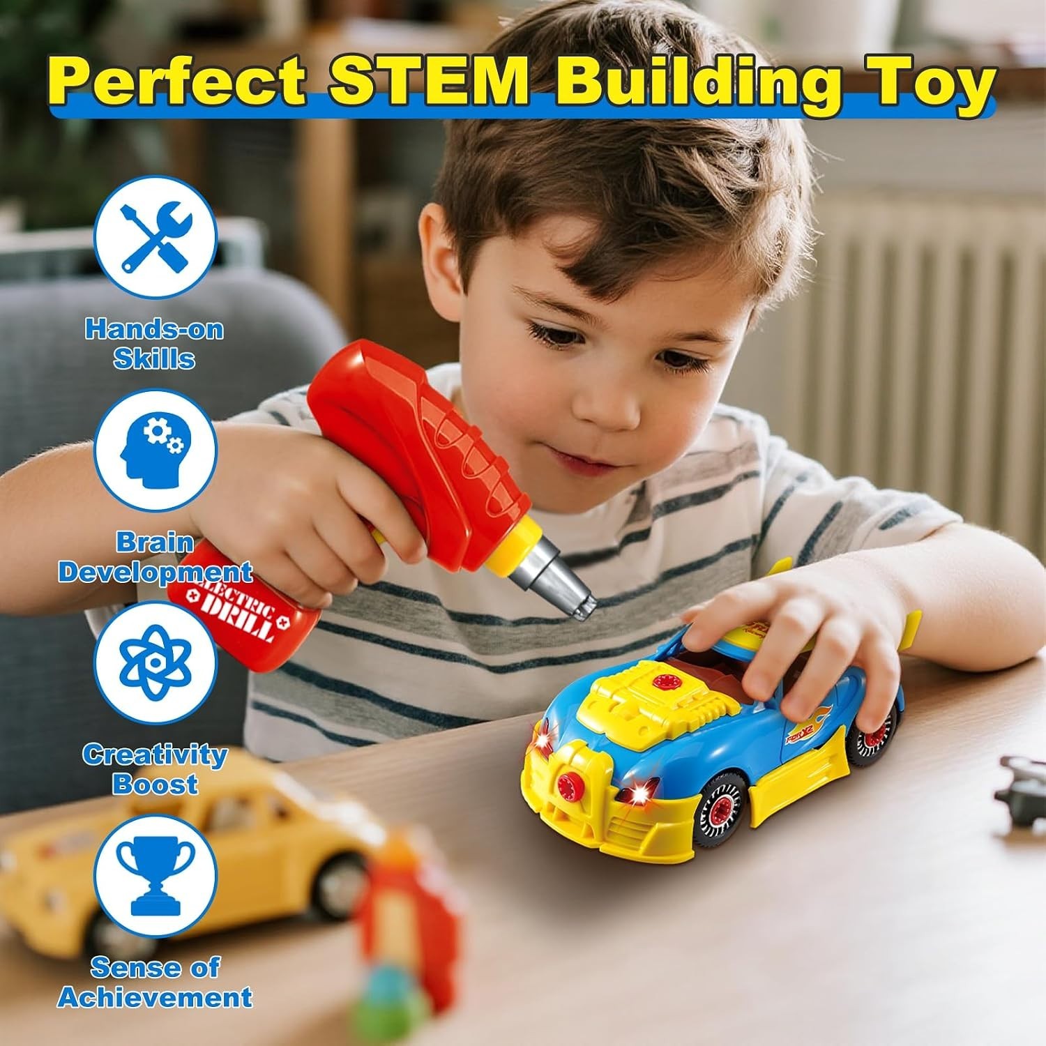 Build Your Own Car Construction Toy Set with Electric Drill and Realistic Sounds