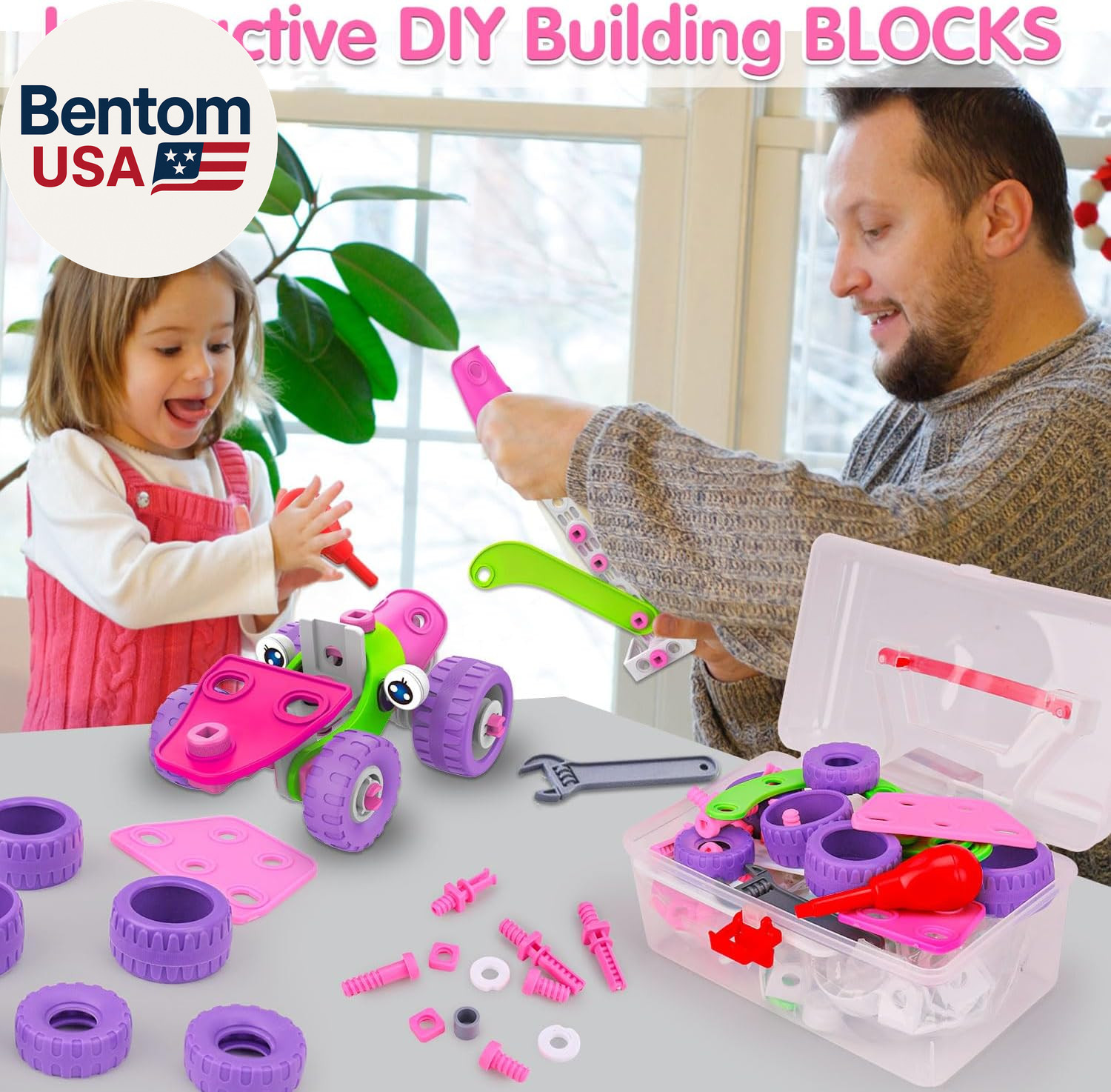 STEM Toys for 4 5 6 7 8+ Year Old Girl Birthday Gifts Pink Educational Building