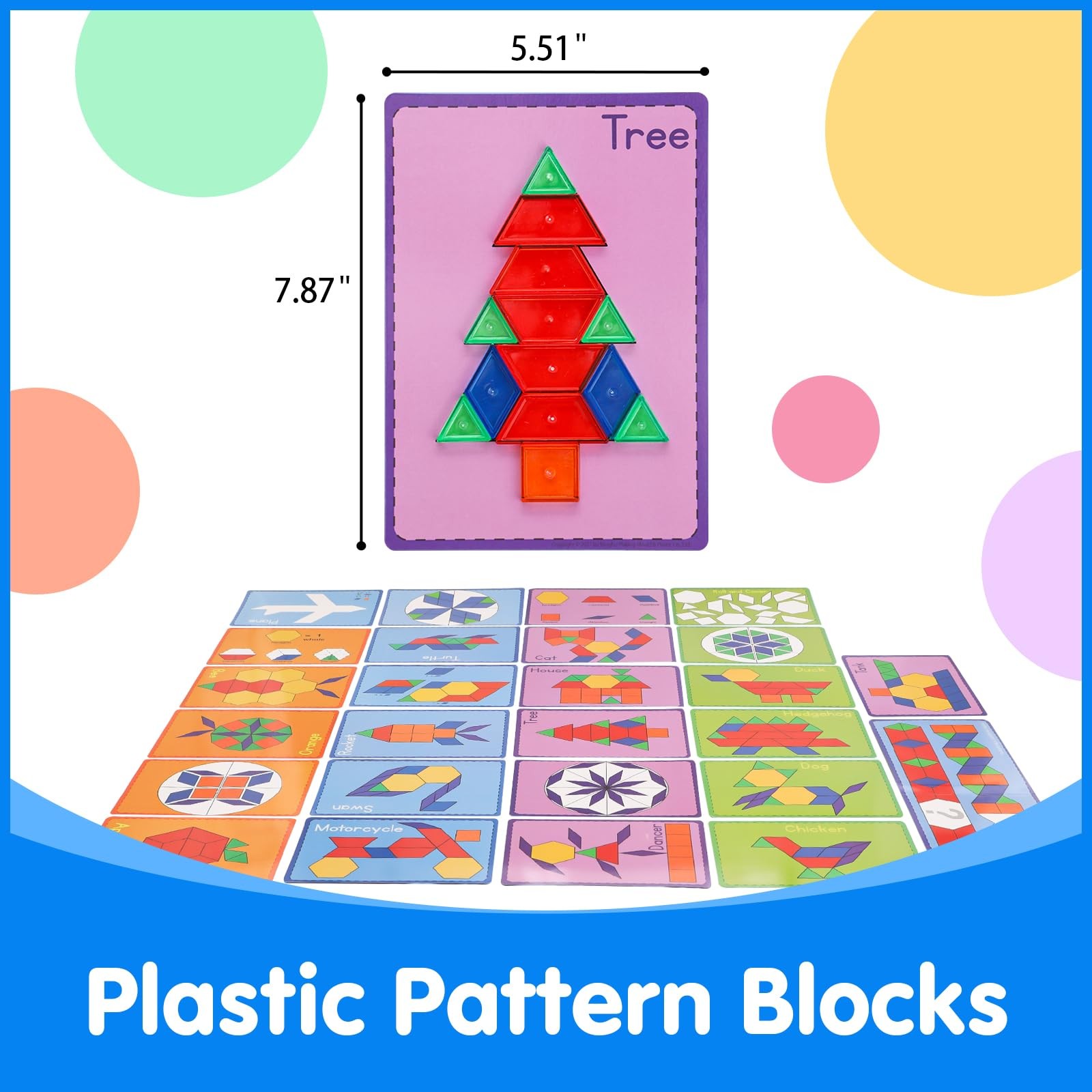 Odoorgames 140 Pcs Translucent Pattern Blocks, Geometric Shapes, Light Table