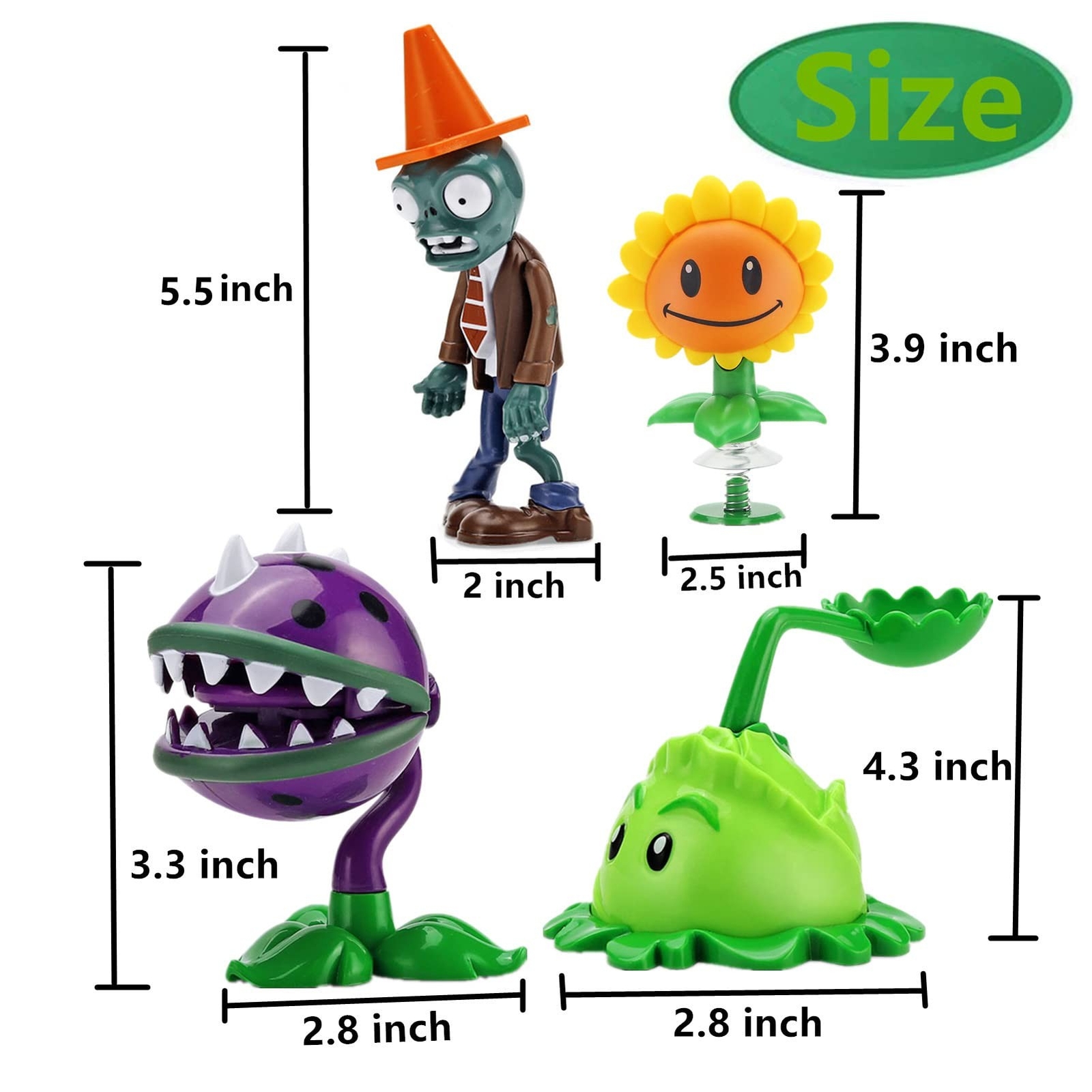 JHESAO 4 PCS Plants and Zombies Toys Action Figures Zombies PVZ Toys Set 1 2 …