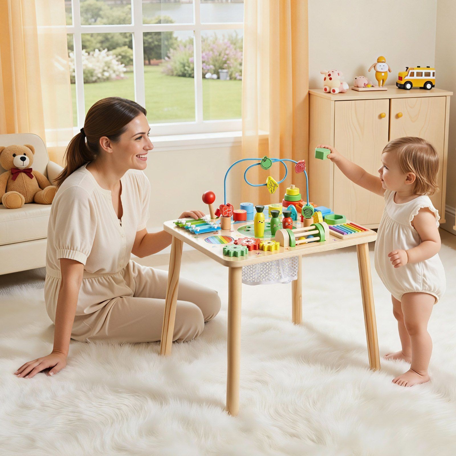 13in1 Wooden Activity Montessori Table for Ages 1-3 Years Toddlers