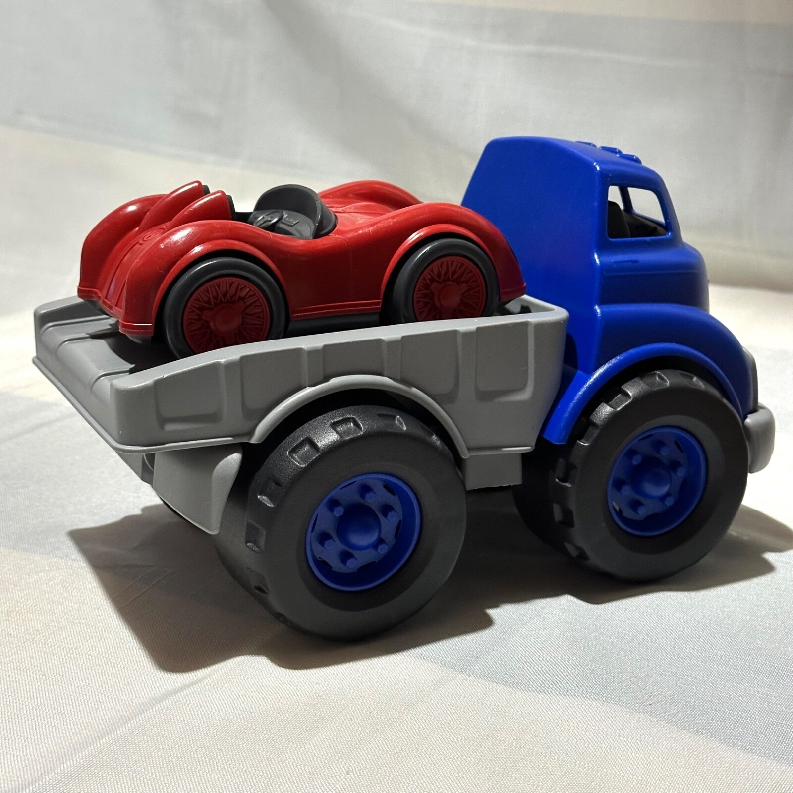 Green Toys Blue Flatbed Truck & Red Race Car Made in USA Excellent for Toddlers
