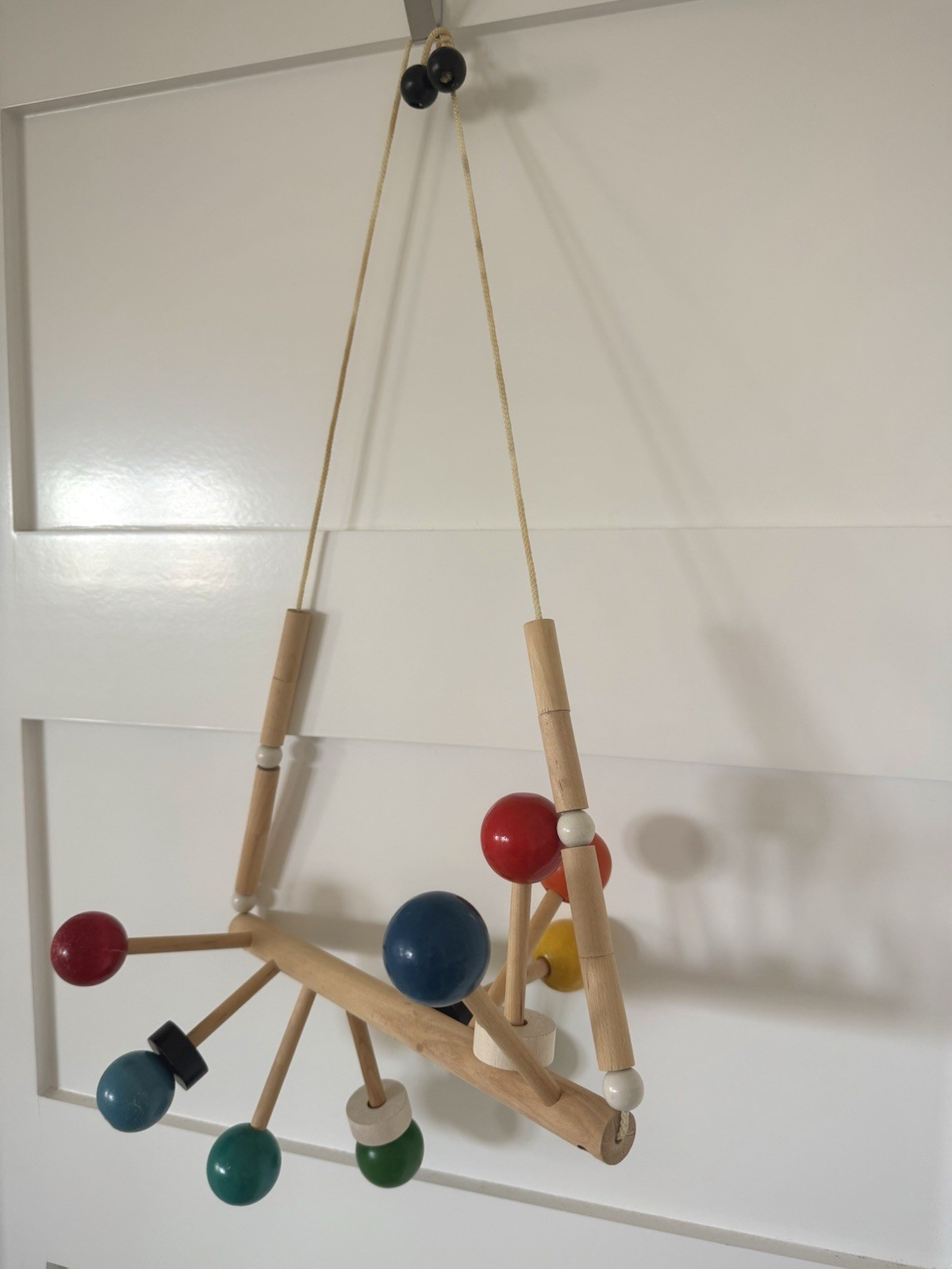 Vintage Wooden Baby Gym Hanging Toy Montessori Crib Trapeze Waldorf Style