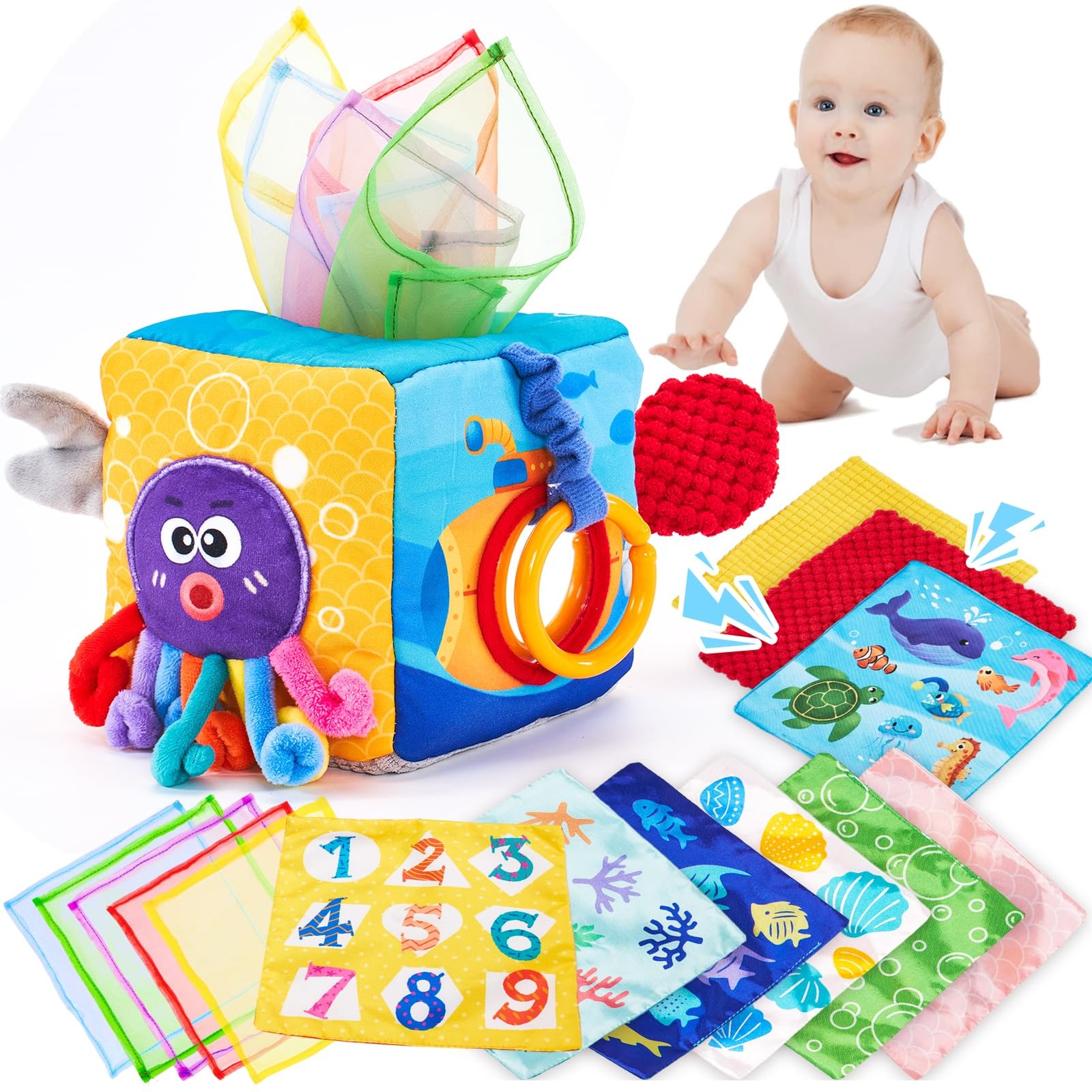 hahaland Baby Tissue Box Toy – Toys 6-12 Months Medium, Multiple