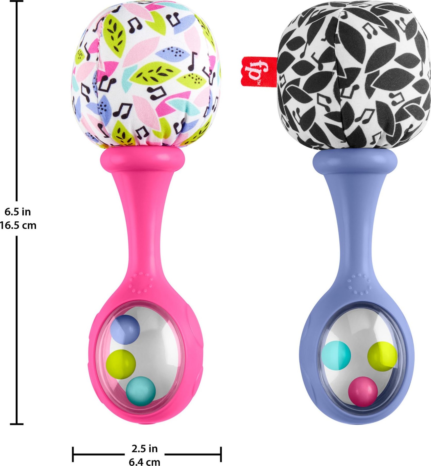 Multicolor Baby Rattle Set of 2 Soft Maracas Toys for Newborns and Infants