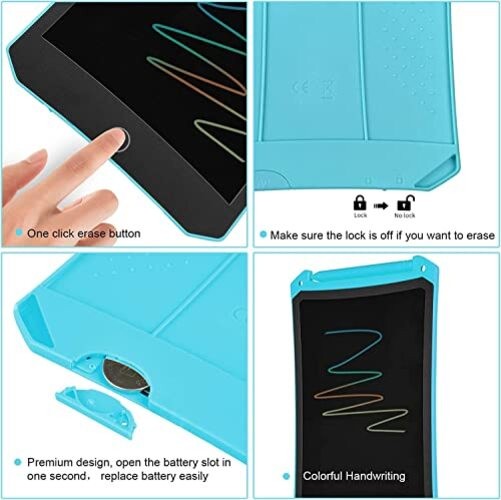 4 Pack LCD Writing Tablet for Kids, Colorful Toddler Blue+pink+orange+black