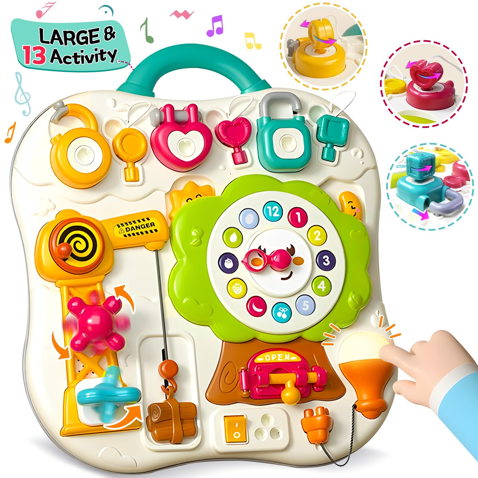 Montessori Busy Board 13-in-1 Sensory Toy for Toddlers 1-3 – Travel Activity