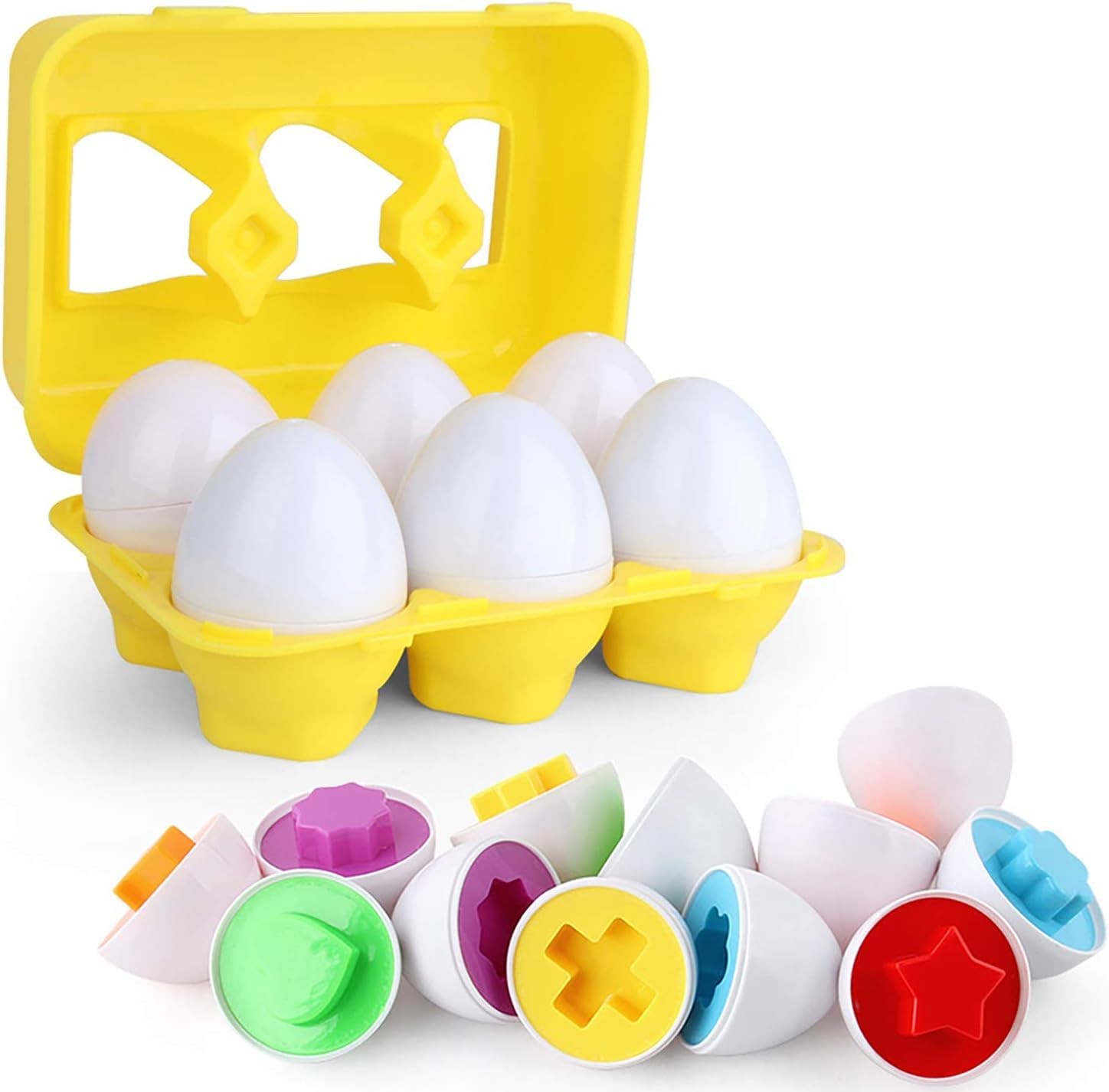 VUIYA Toddler Toys – Color Matching Egg Set – Educational 6 Pcs, Yellow