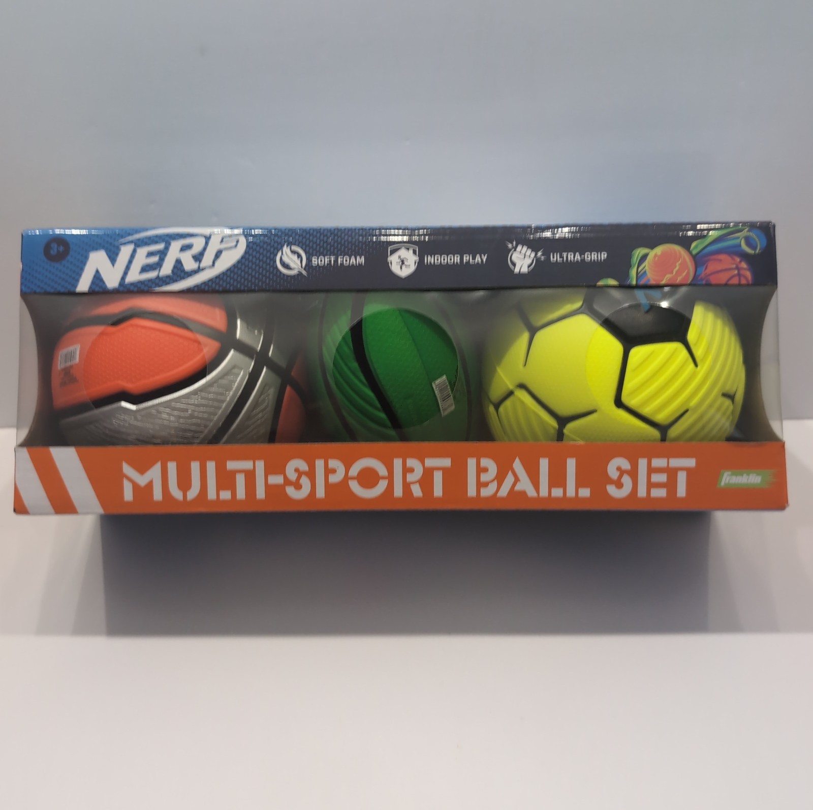 New Mini Nerf Ball Set Ultra-Grip Franklin Sports 3pc Indoor Soft Foam Retro NWT