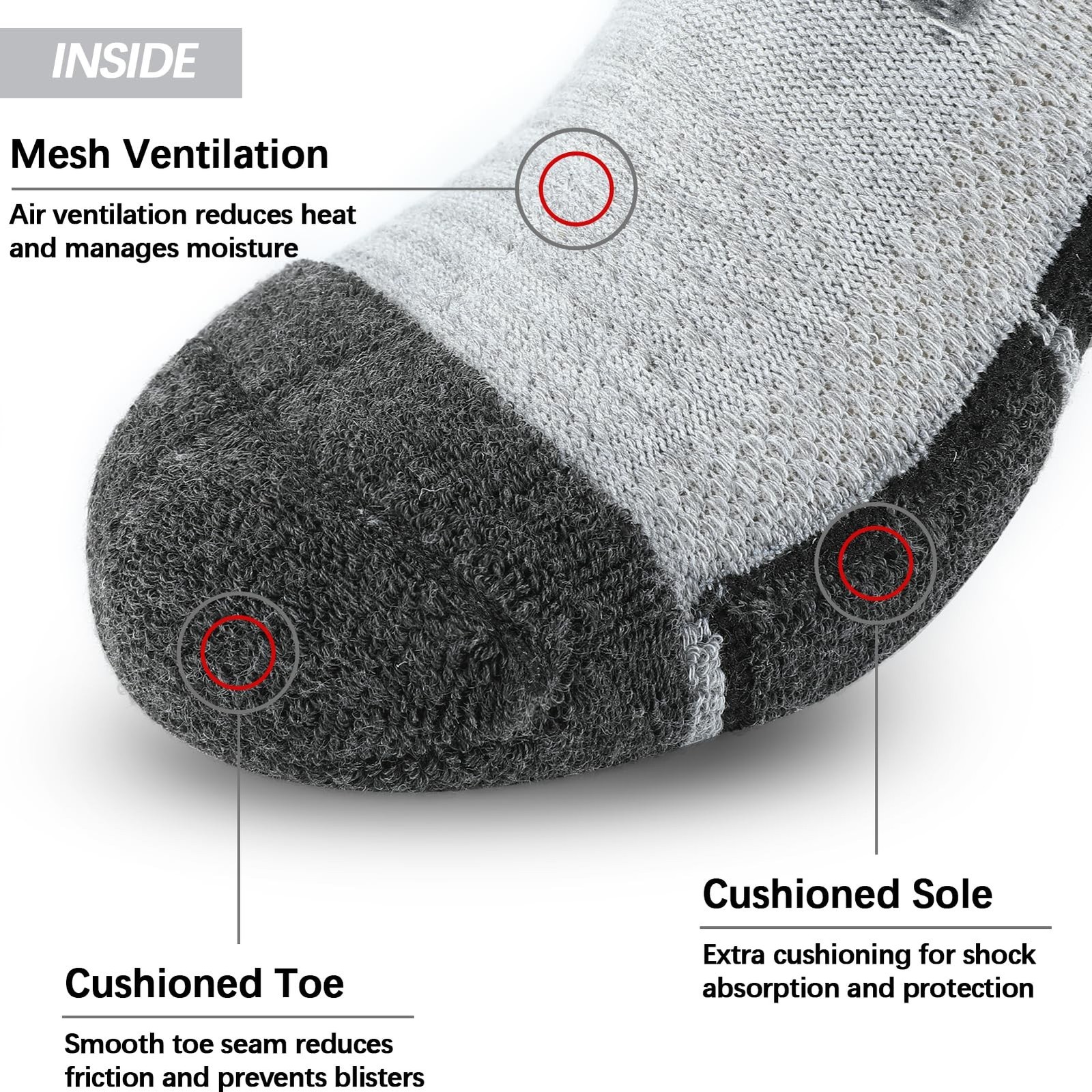 COOVAN Mens Athletic Crew Socks Moisture Wicking Heavy Duty Cushioned Work So…