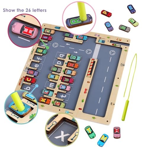 Wooden Magnetic Fishing Game Alphabet Numbers Letters Educational Toy
