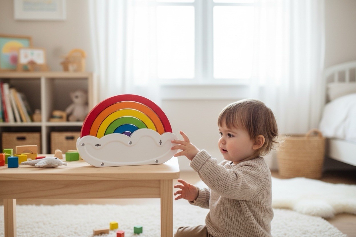 Stacking Rainbow Cloud Toy By Playgo Early Learning Baby Toy Ages 6 Months+ New