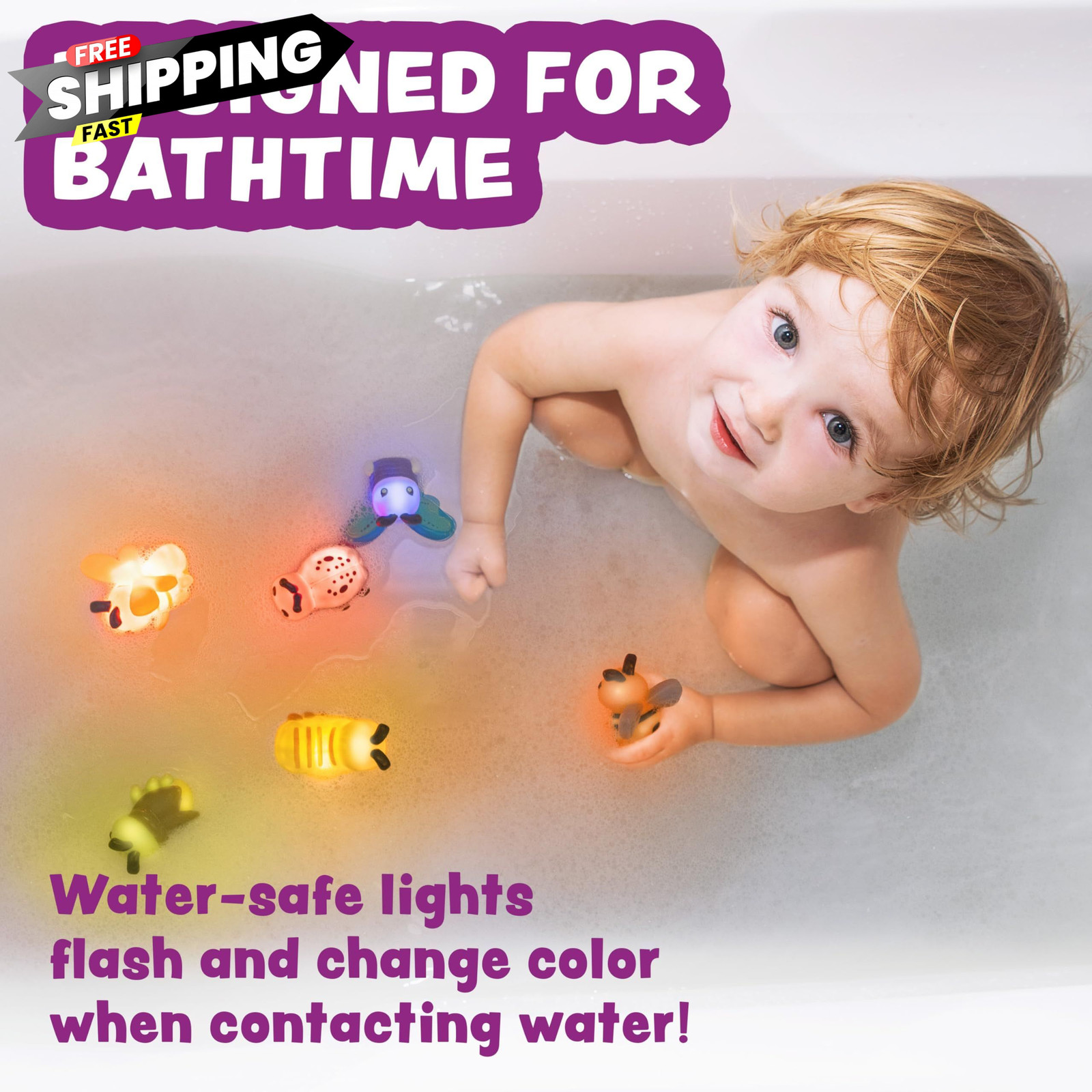 Tub Works® Bugs™ Light Up Bath Toys, 6 Pack | Water-Activated Multicolored
