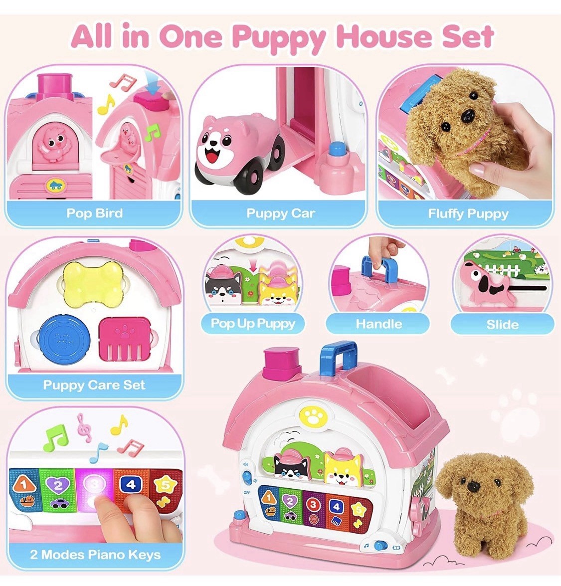 Baoli Educational Animal House Activity Toy 18M+ Musical Learning Blue Pink
