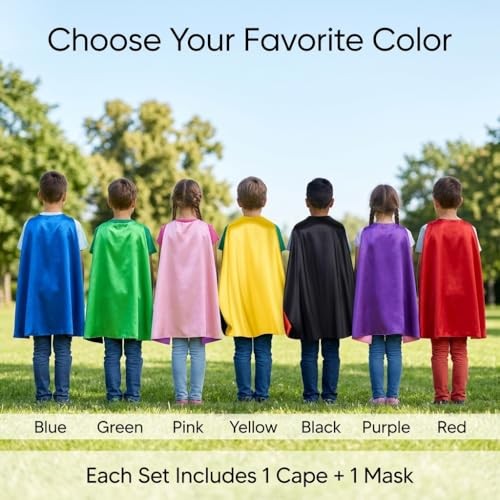 Superhero Cape and Mask for Kids, Toy for 3-9 Year Old Boys Girls Halloween Red