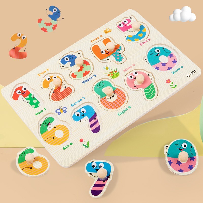 Wooden Number Puzzle for Toddlers 1-3, Educational Toys for 2 4 Year Olds