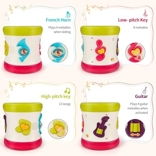 5 in 1 Baby Toy 0-6 Months Musical Early Learning Toy Drum for 1 Year Old…