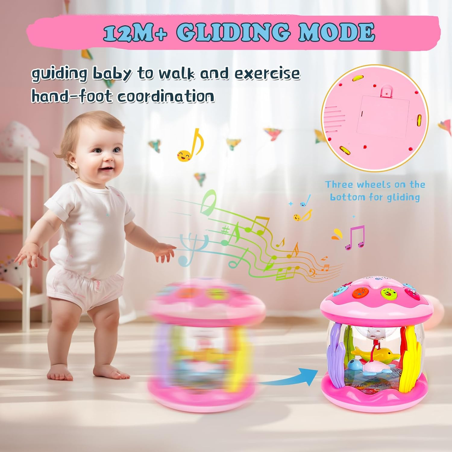 Baby Girl Toys 6-12 Months – Babies Ocean Rotating Projector Light up Musical To
