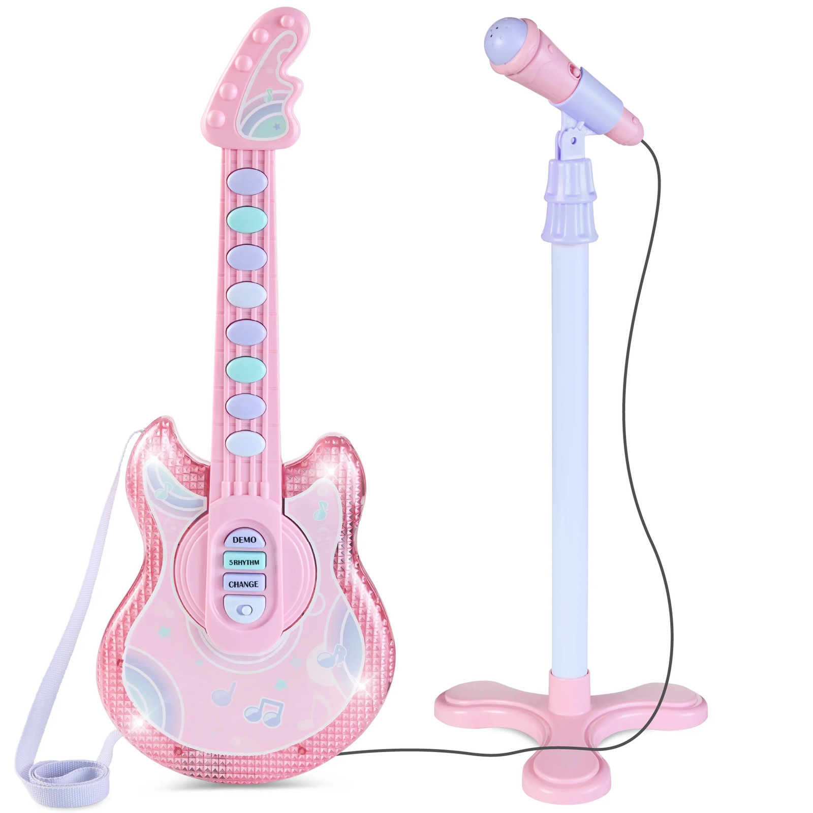 Pretend Play Musical Instrument guitar Toy for Toddlers W/ Mic
