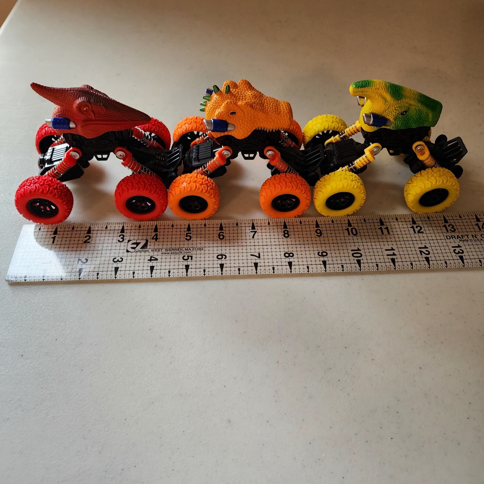 Dinosaur Monster Heads Pull Back Let Go Toys Lot Of 3