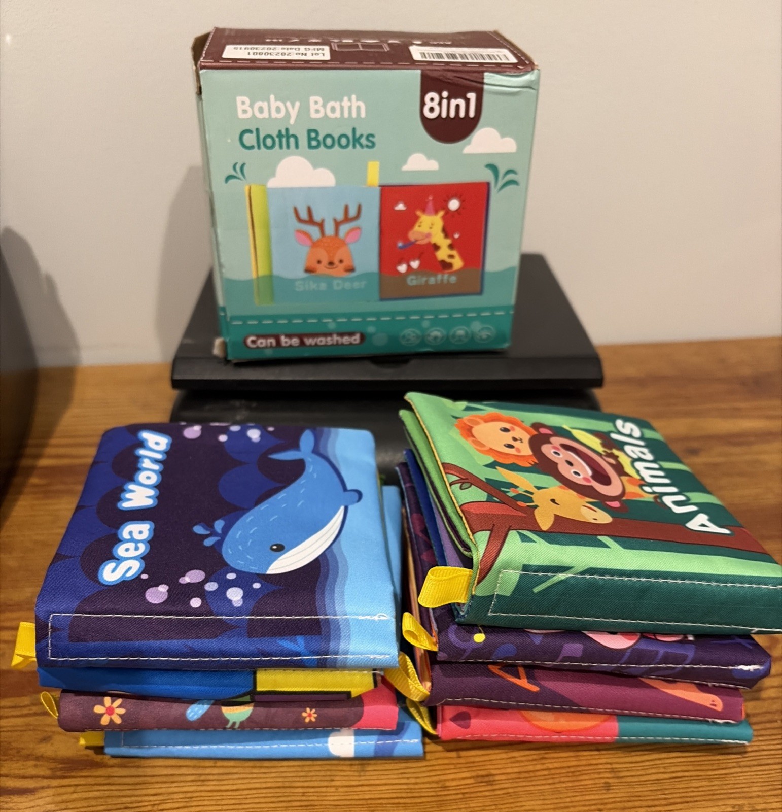 Toyk 8-in-1 Baby Bath Cloth Book Set Animal Alphabet Baby Toddler Set