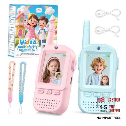 Video Walkie Talkies for Kids 2 Pack – Rechargeable Kids Walkie Blue+Pink