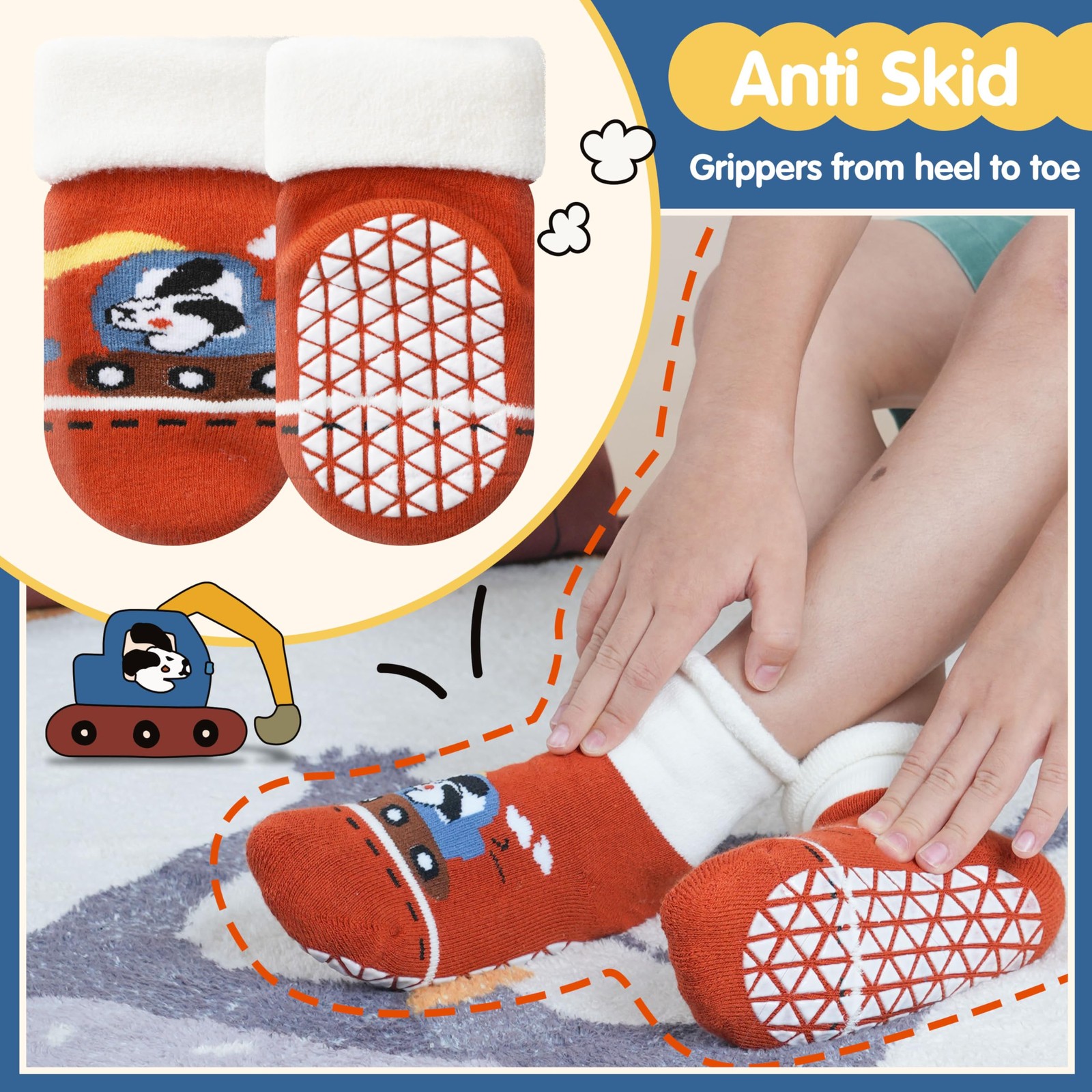 Toddlers Grips Socks Warm Thermal Winter Thick Baby Boys Infants Anti Slip No…