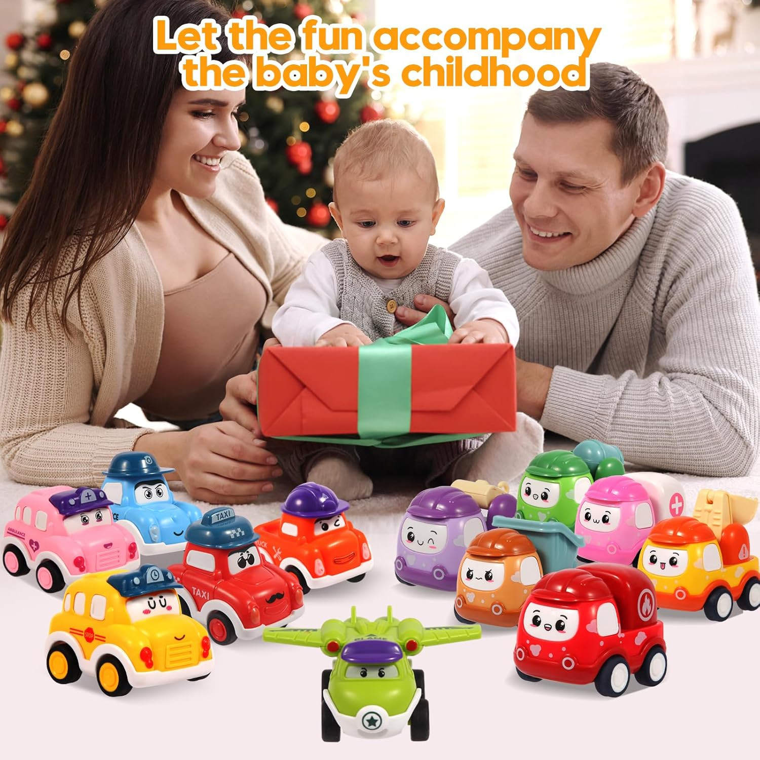 12 Pcs Pull Back Cars Set Toys for 1 2 3 Year Toddlers, Baby Car Toys for 6-12-1