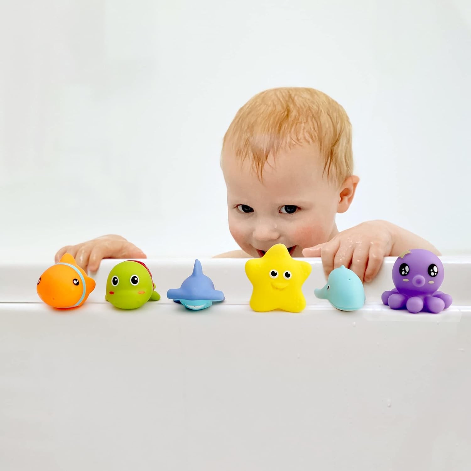 Hely Cancy Infant Bath Toys for 18 Months – No Hole Animal Bathtub Toys,…