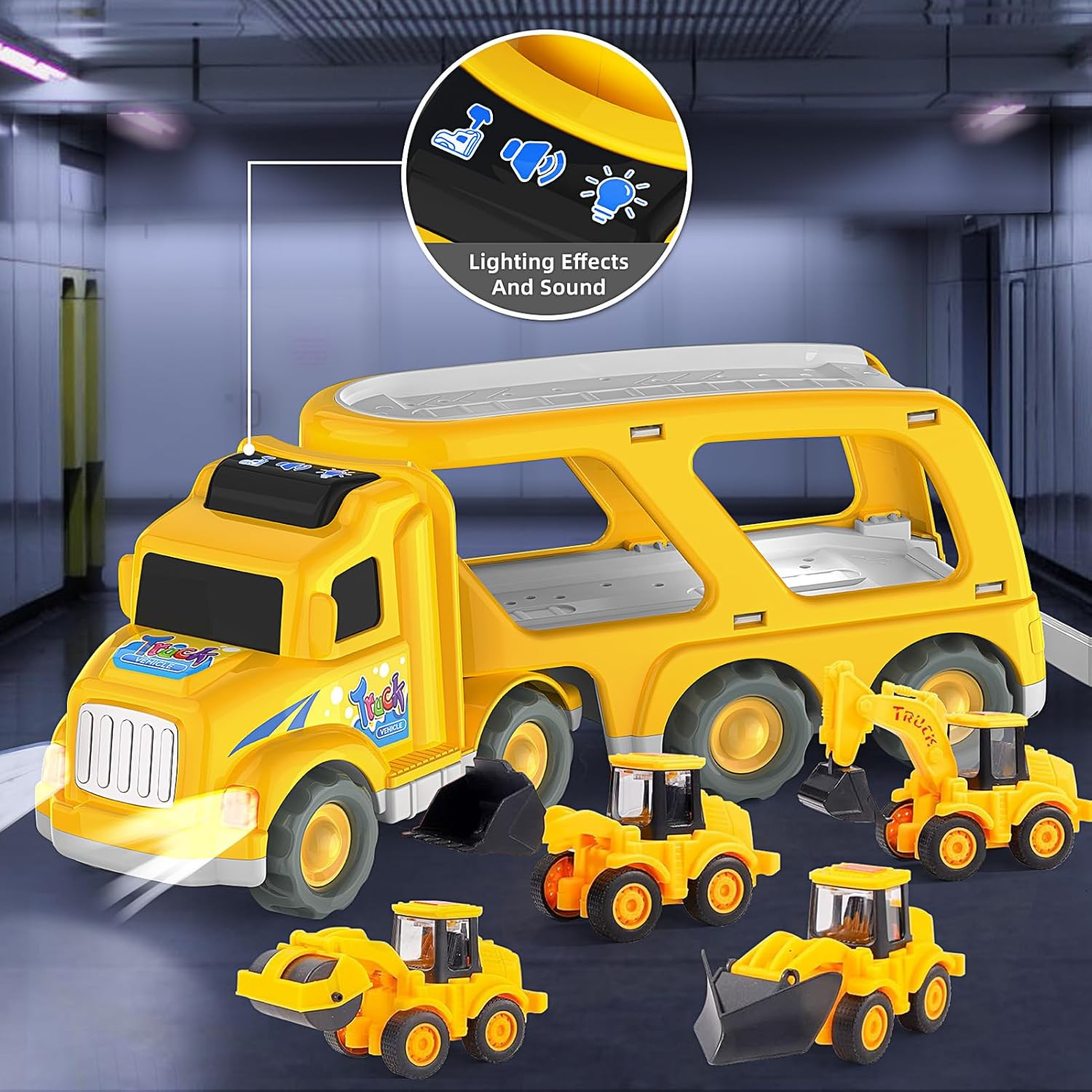 Construction Truck Toys for Boys Girls Age 3 4 5 6 Years Old，Carrier Transport T