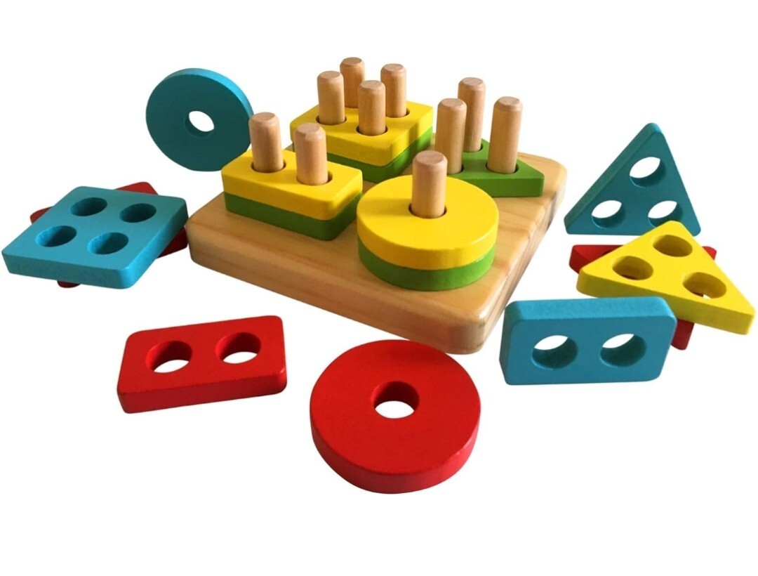 Montessori Toys for 1 2 3 4 Years Old Toddlers Wooden Sorting & Stacking Toys