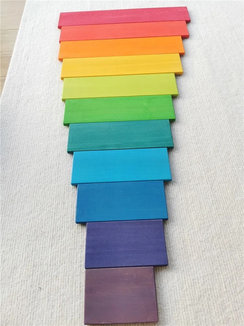 Wooden Rainbow Arch Stacking Blocks Montessori Sorting Peg Dolls Kids Toy
