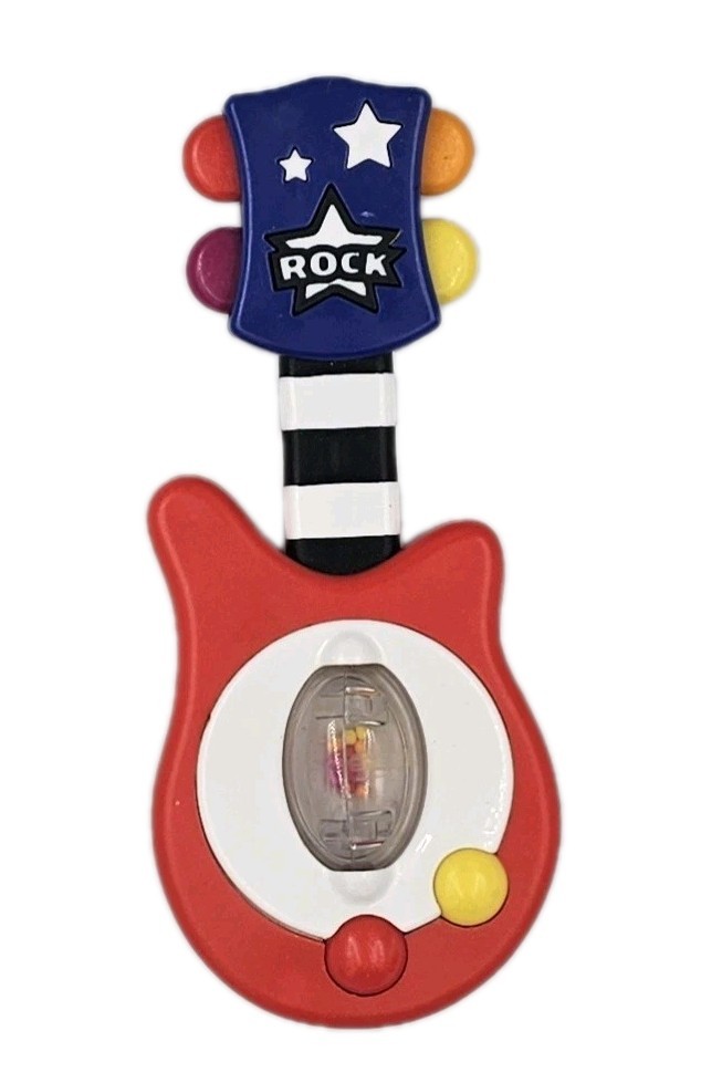 Sassy Guitar Shaped Baby Rattle Musical Tested Works Infant Activity Fun Sounds!