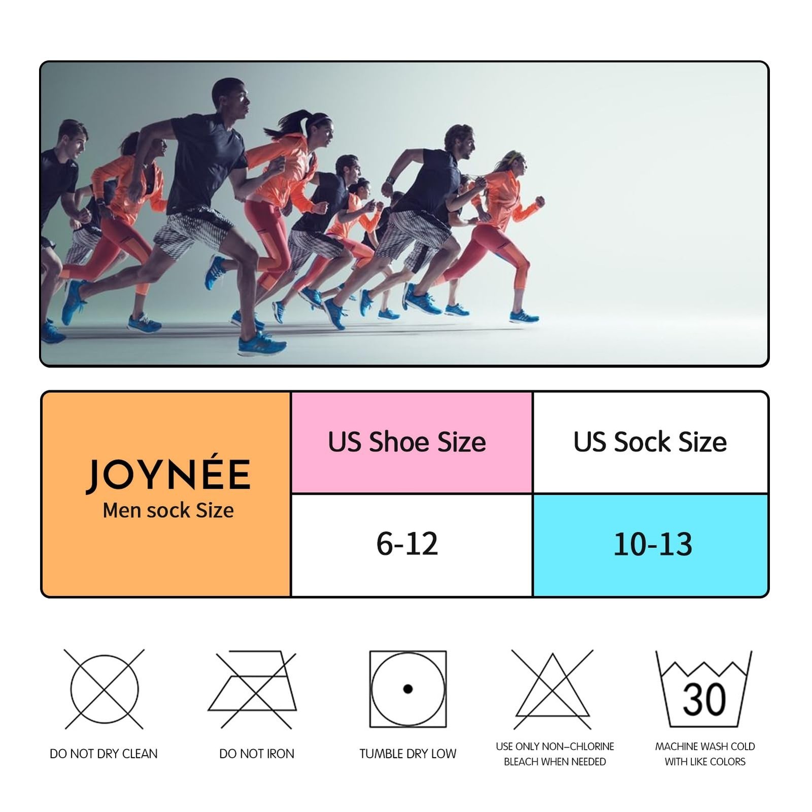 JOYNÉE Mens Ankle Athletic Running Tab Socks for Men 6 Pairs Low Cut Sports