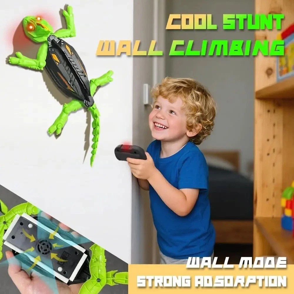 RC Lizard Wall Climbing Kids Toy LED Eyes Remote Control Chameleon Plaything US