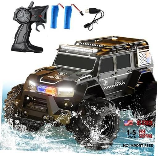 Amphibious Remote Control Car Waterproof Monster RC Cars 4WD All Terrain Black