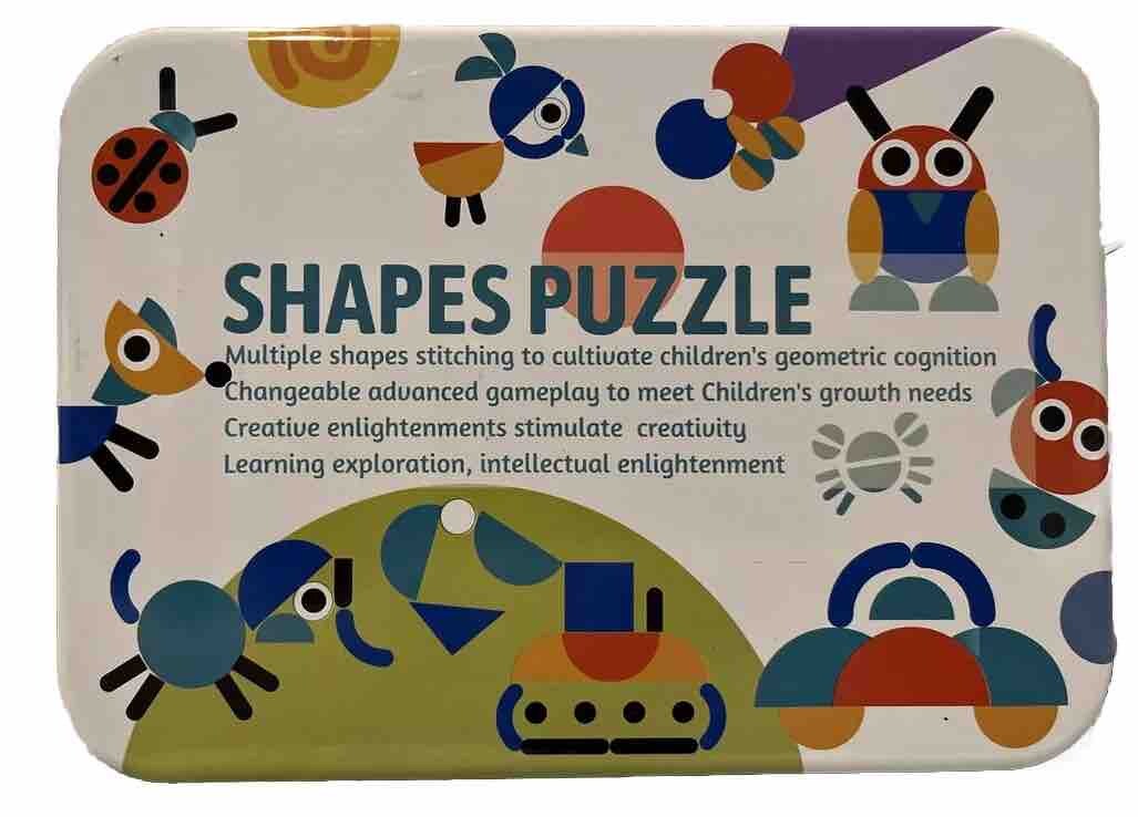Wooden Pattern Blocks Animals Jigsaw Puzzle 3+ Shape Pcs 60 card Montessori