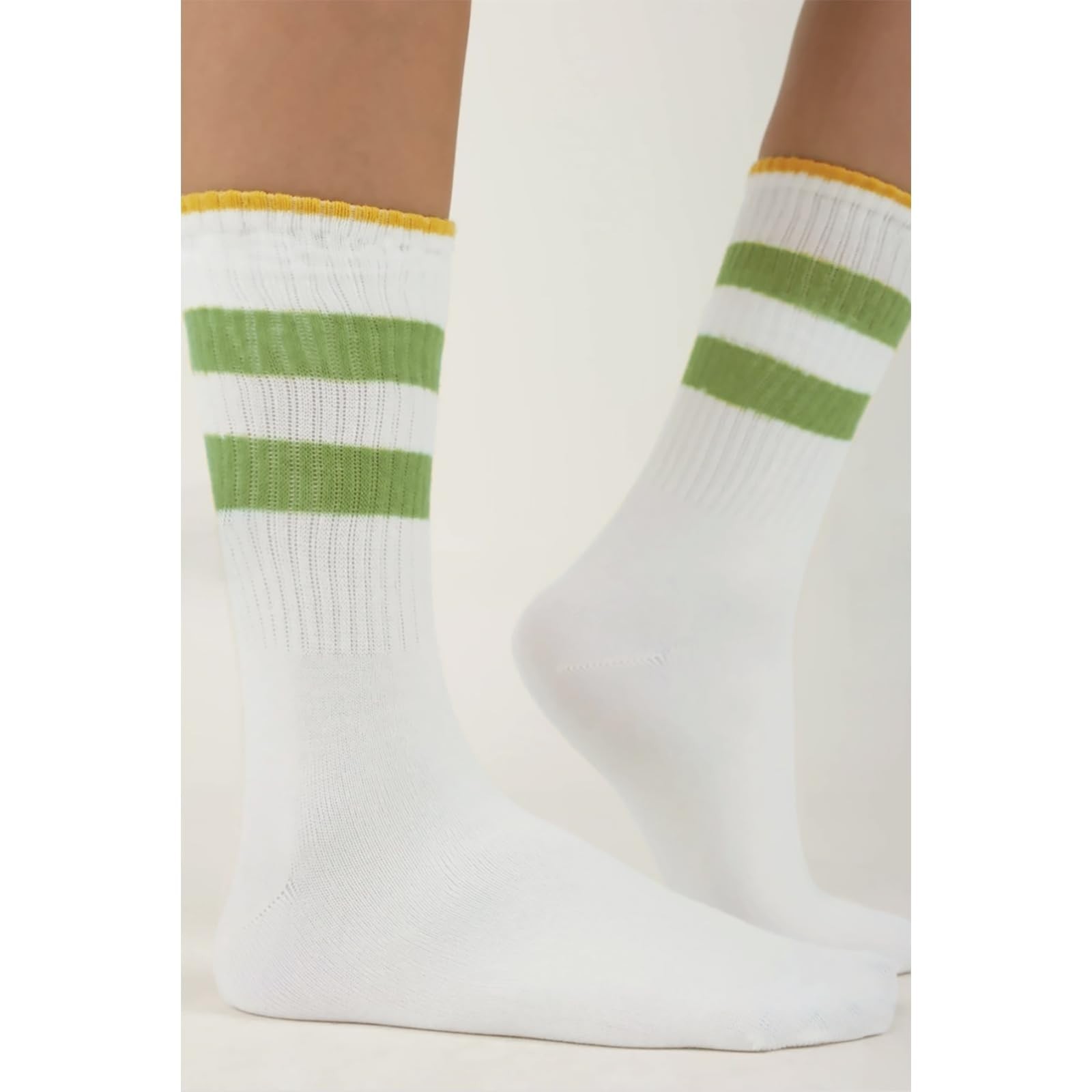 Fszsaa Fun Novelty Socks For Women Striped Retro Sporty Calf Socks Casual Cot…