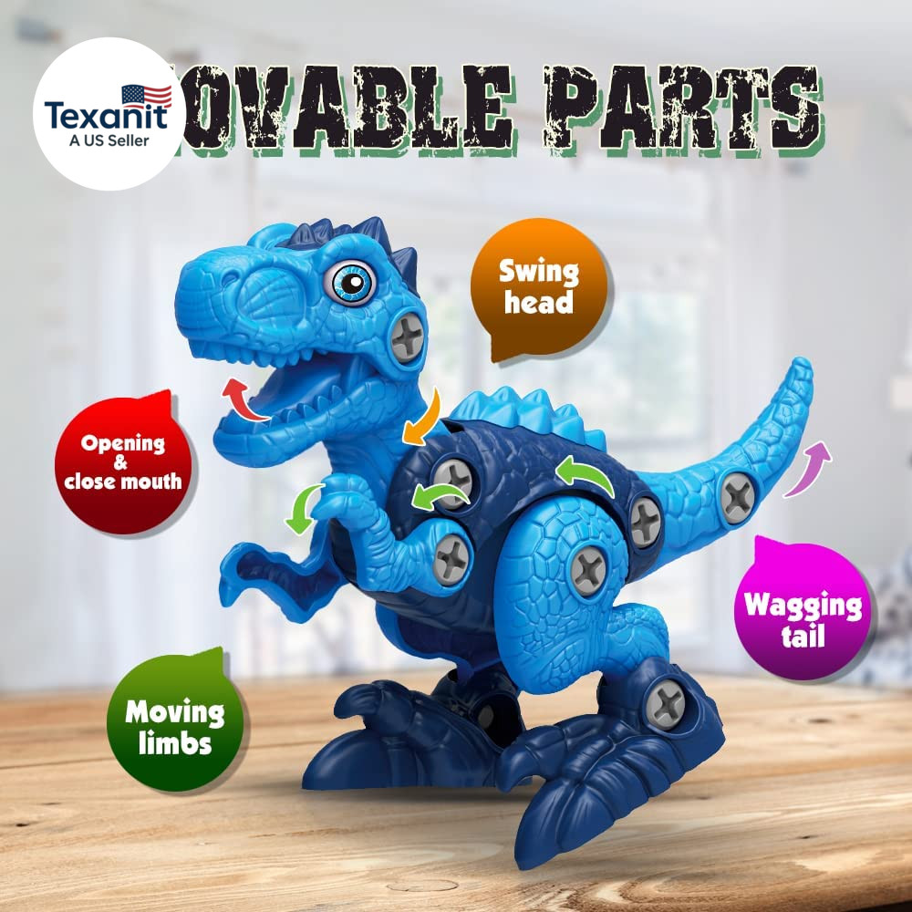 Dinosaur Toys for 3, 4, 5, 6, 7 Year Old Boys, Take Apart Toys with Electric Dri