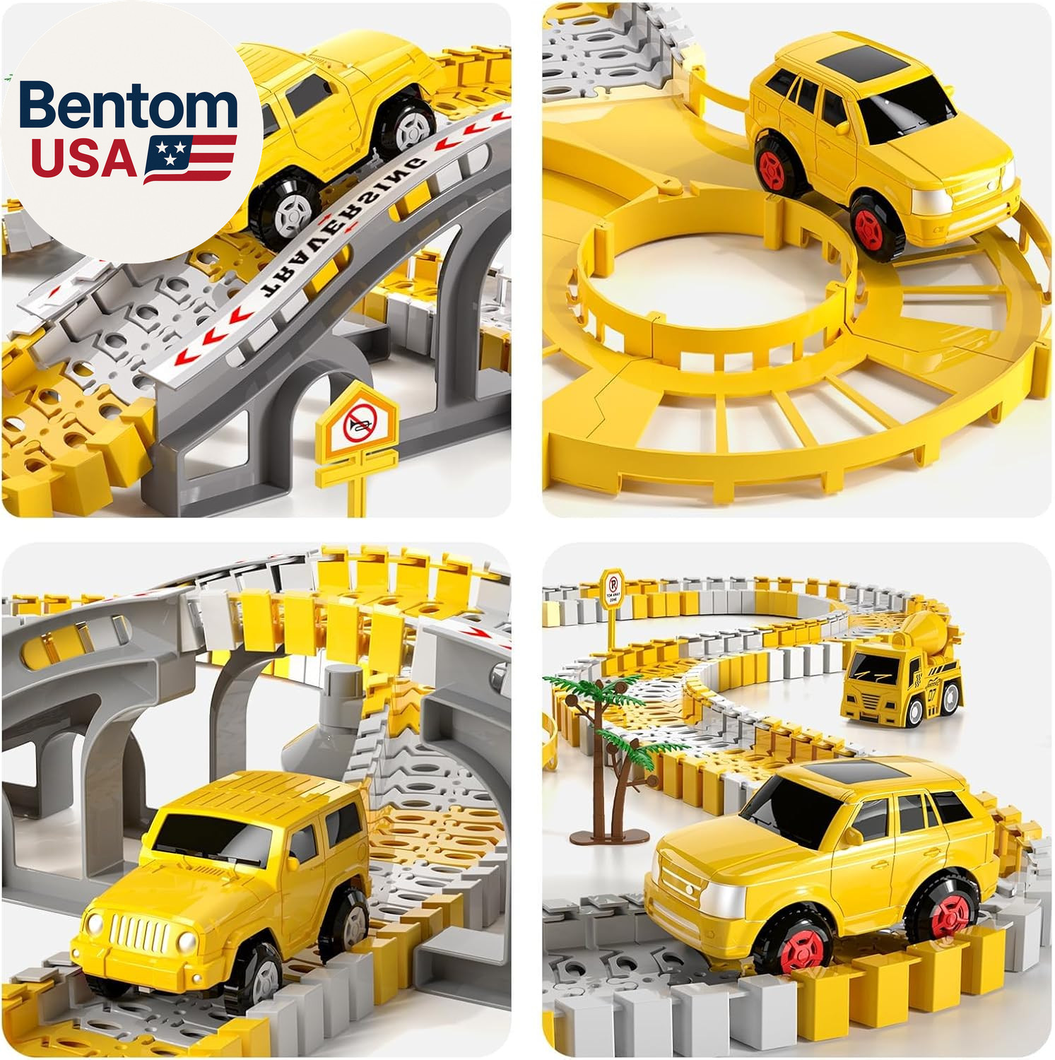 Toddlers Construction Race Tracks Toys Gifts for 3 4 5 6 Years Old Boys Kids, 2P