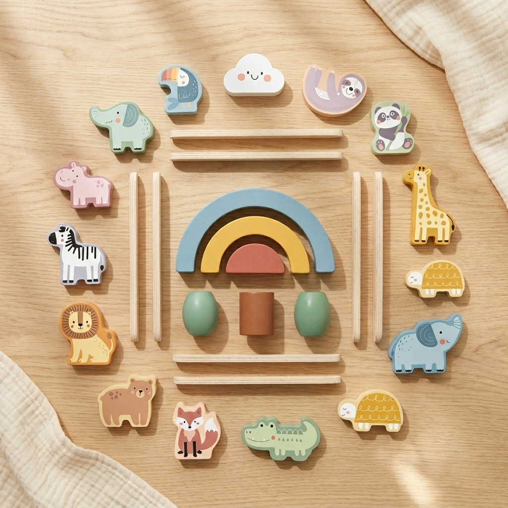 Wooden Animal Balancing Stacking Game for Kids Montessori Fine Motor Toy