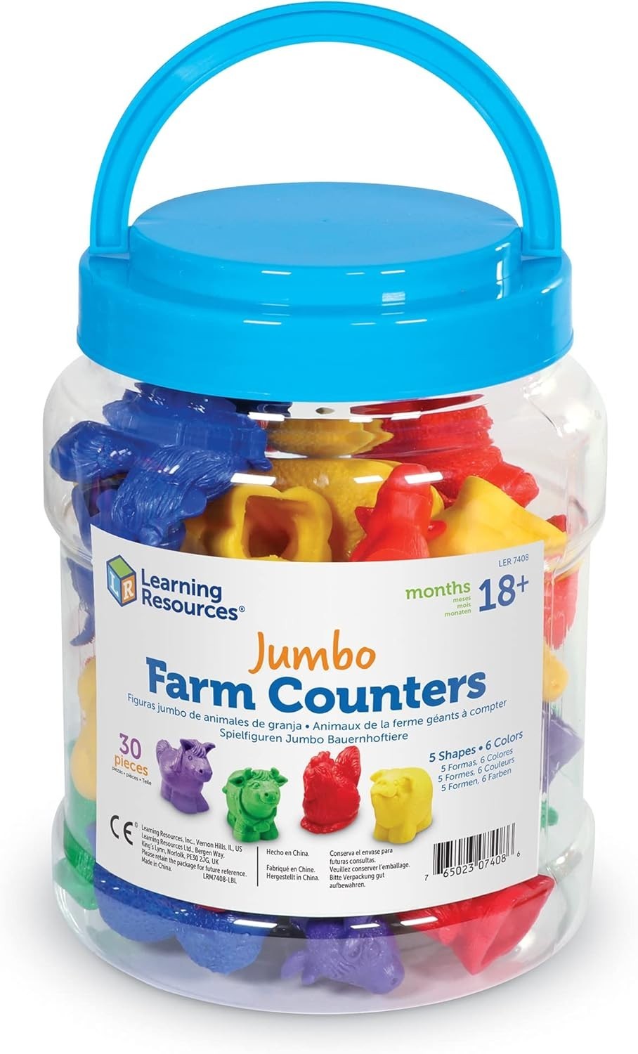 Multi-Color Jumbo Farm Counters – 30 Piece Educational Toy for Imaginative Play
