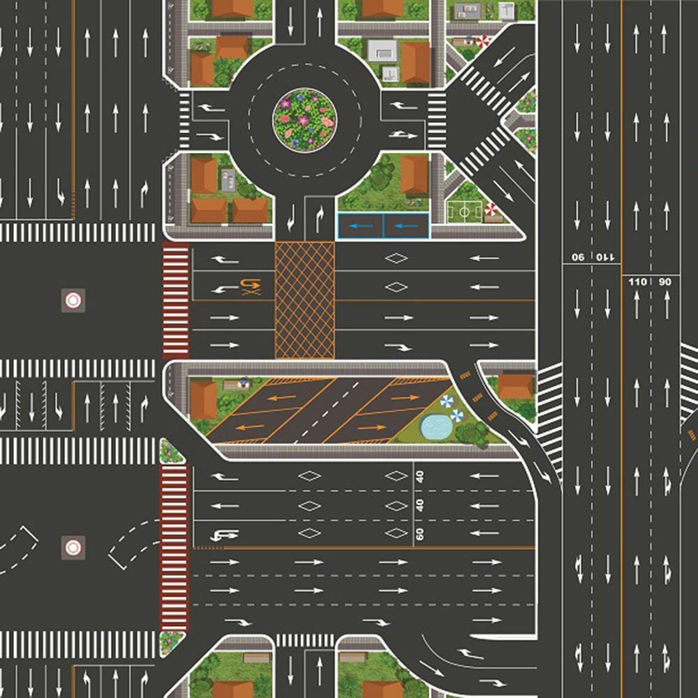 Interactive City Traffic Mat Waterproof 130x100CM Nonwoven Fabric