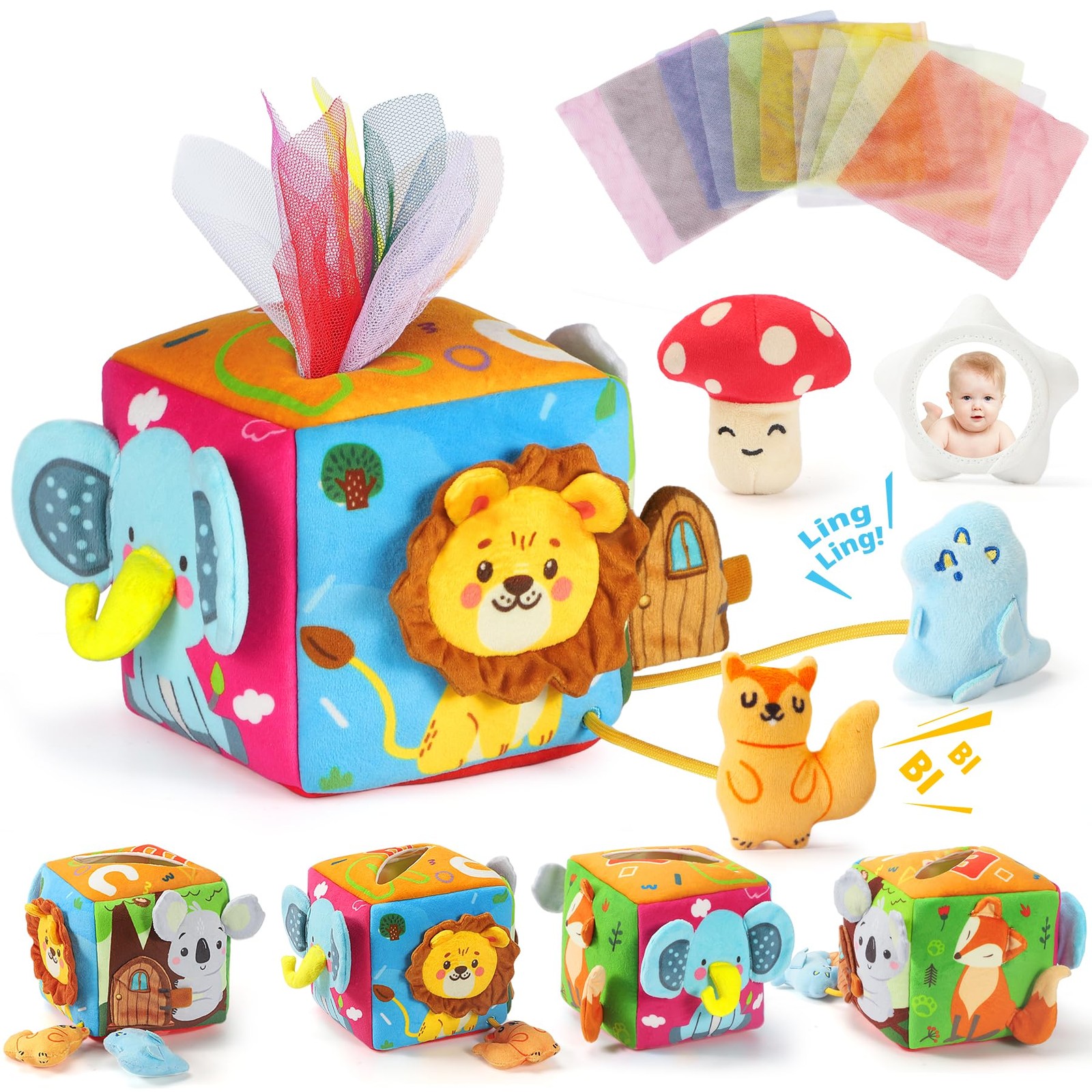 URMYWO Baby Tissue Box Toy, Montessori Sensory Toys 6-12 Months medium-large