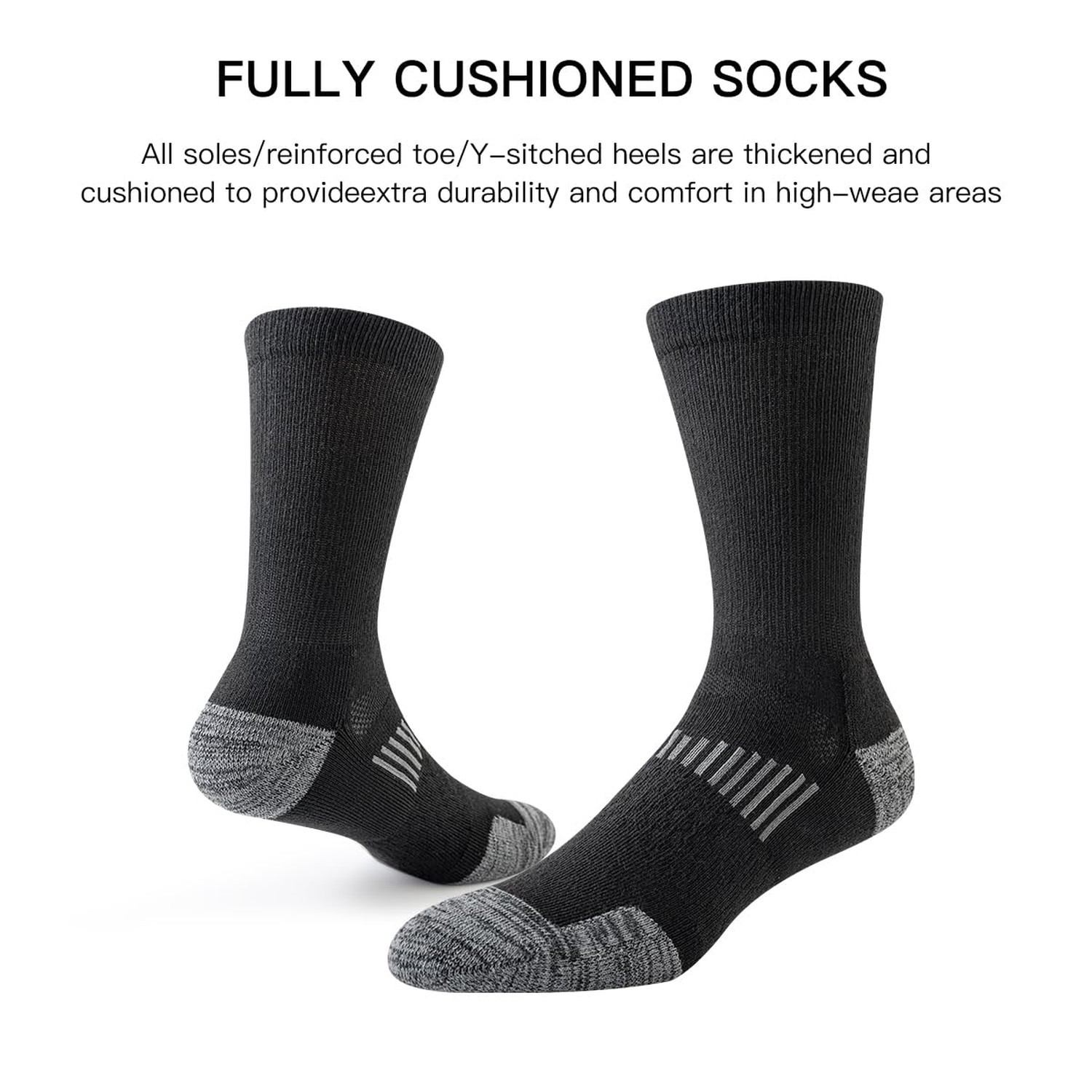 JOYNÉE 8 Pairs Mens Casual Breathable Crew Athletic Calf Socks Long Cushion