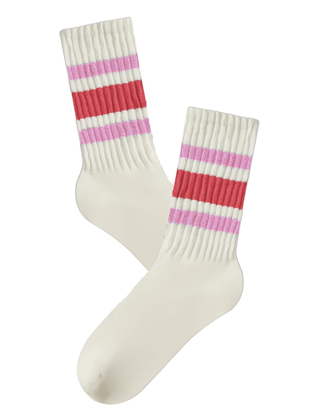 Women Striped Retro Novelty Socks Slouch Socks Athletic Calf Tube Cotton Socks