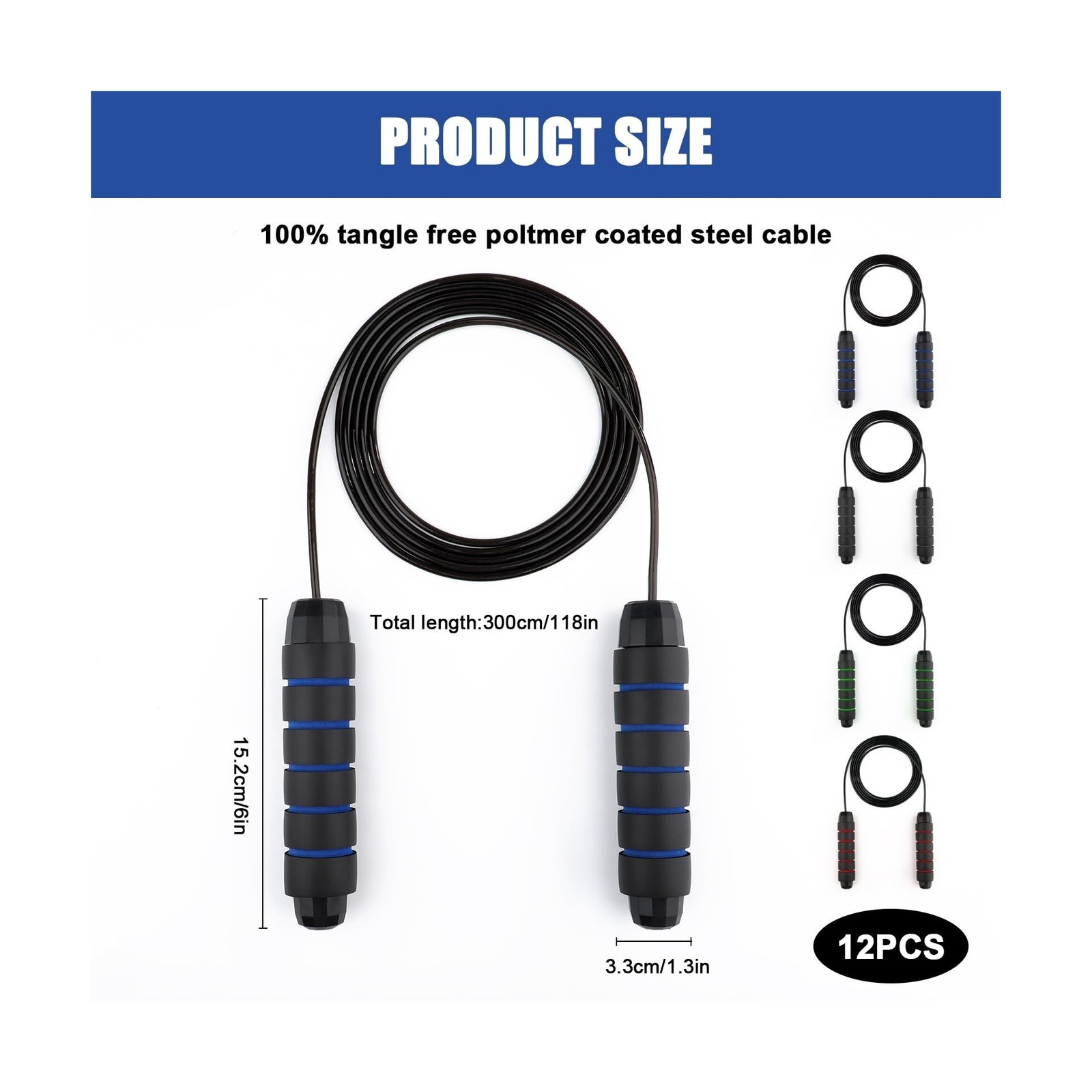 12Pcs Jump Ropes with Ball Bearings,Adjustable Skipping Rope with S… Fast Ship